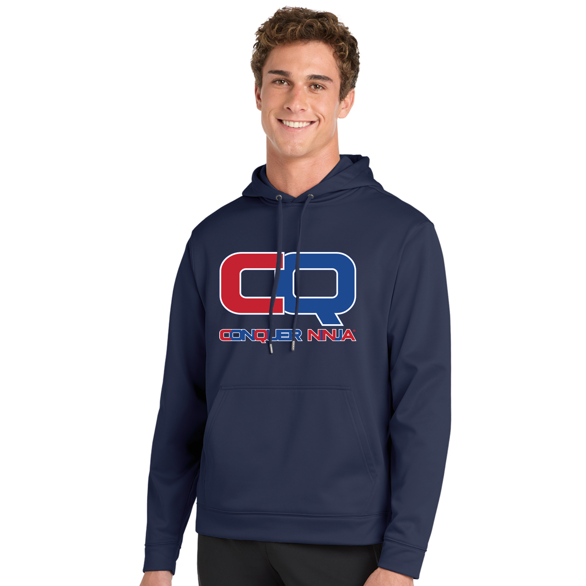 Unisex Adult Performance Fleece Hoodie with Front Pocket - Blue CQ