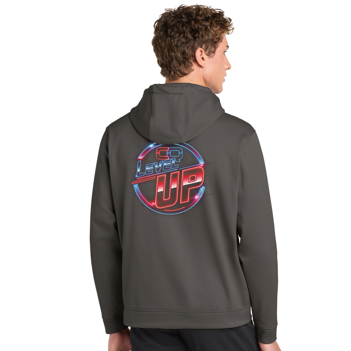 Unisex Adult Performance Fleece Hoodie with Front Pocket - Grey Level Up