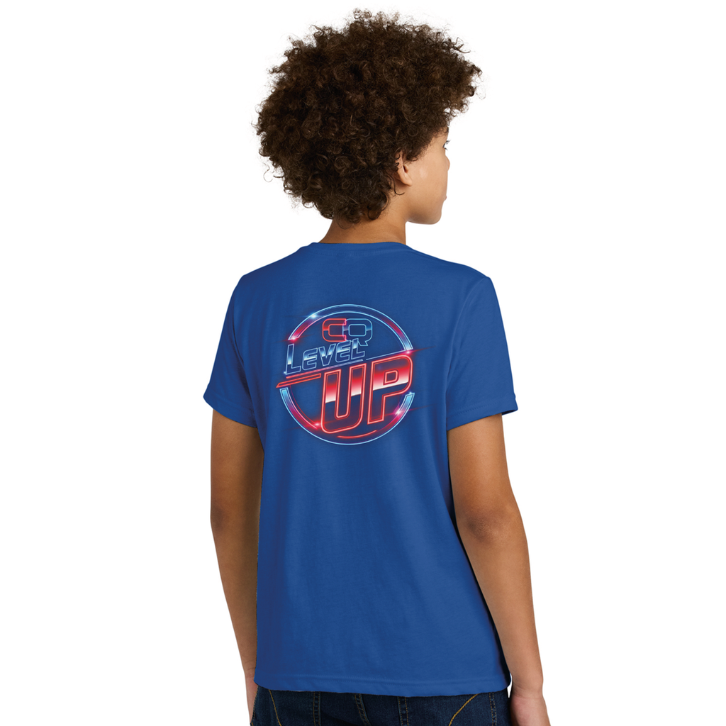 Unisex Youth Cotton-Poly Tee - Blue CQ Level Up