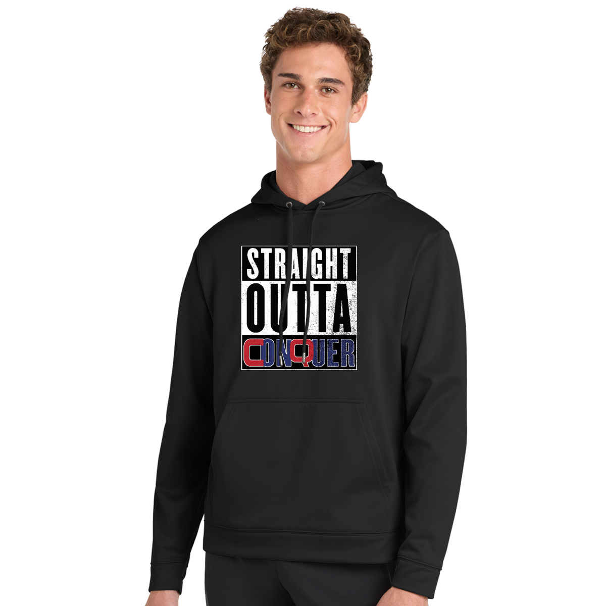Unisex Adult Performance Fleece Hoodie with Front Pocket - Black SOC