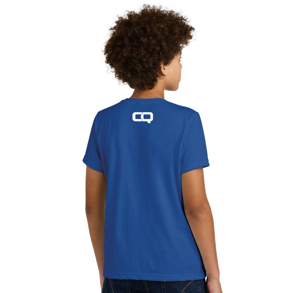 Unisex Youth Cotton-Poly Tee - Blue Small CQ Back
