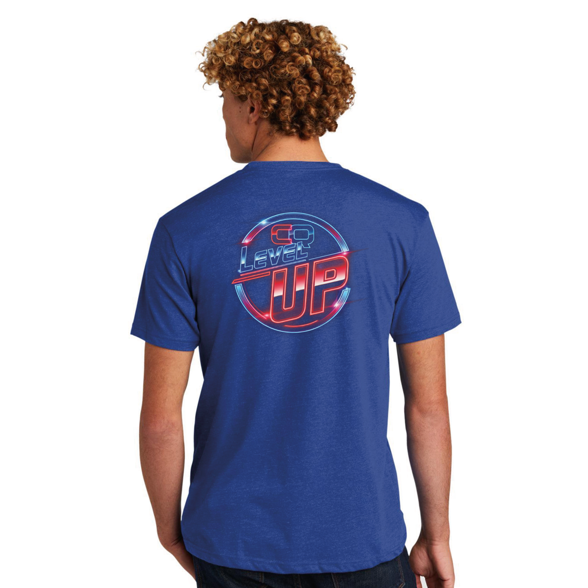 Unisex Adult Short-Sleeve Cotton T-Shirt - Blue CQ Level Up
