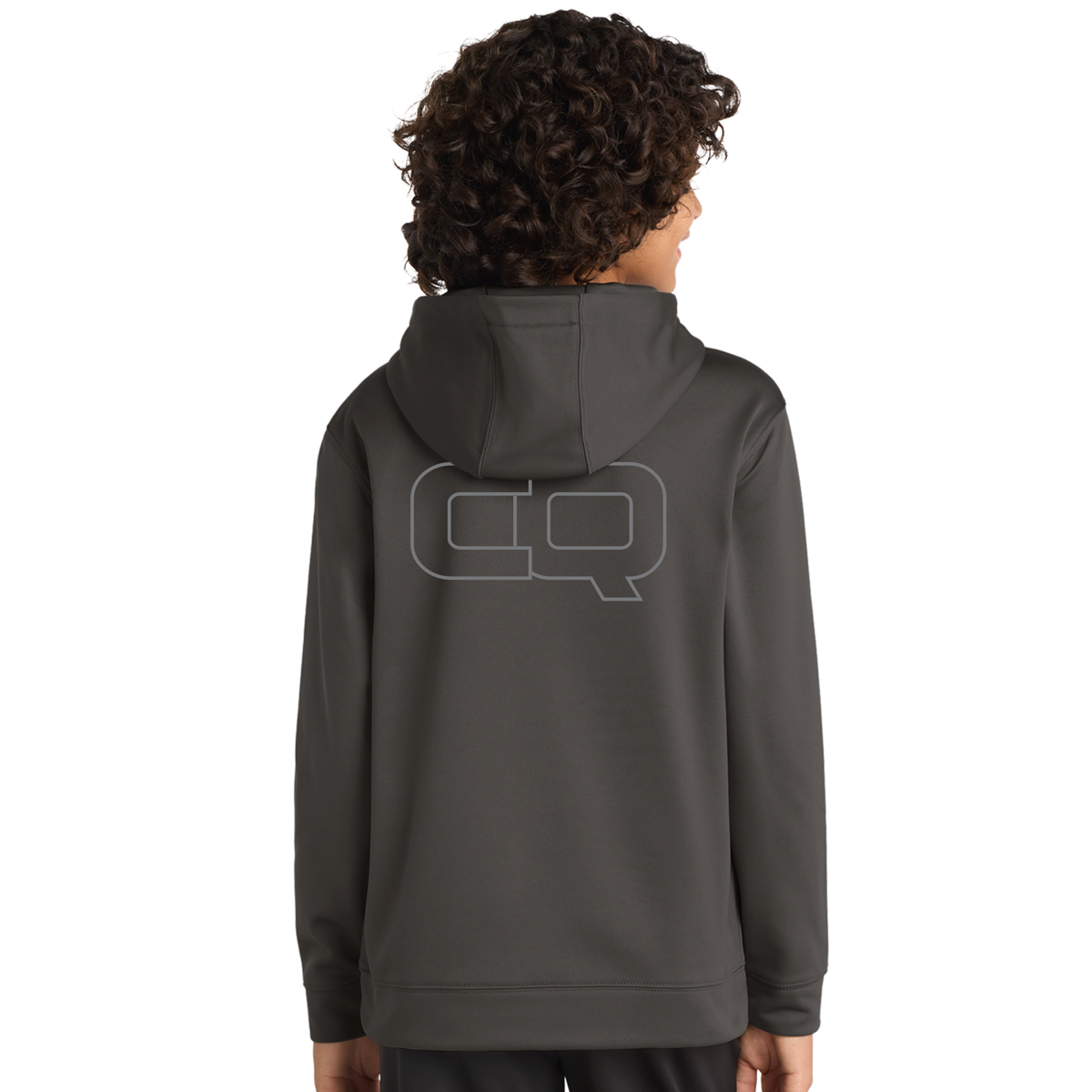 Unisex Youth Performance Fleece Hoodie with Front Pocket - Grey CQ