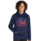 Unisex Youth Performance Fleece Hoodie with Front Pocket - Blue Level Up